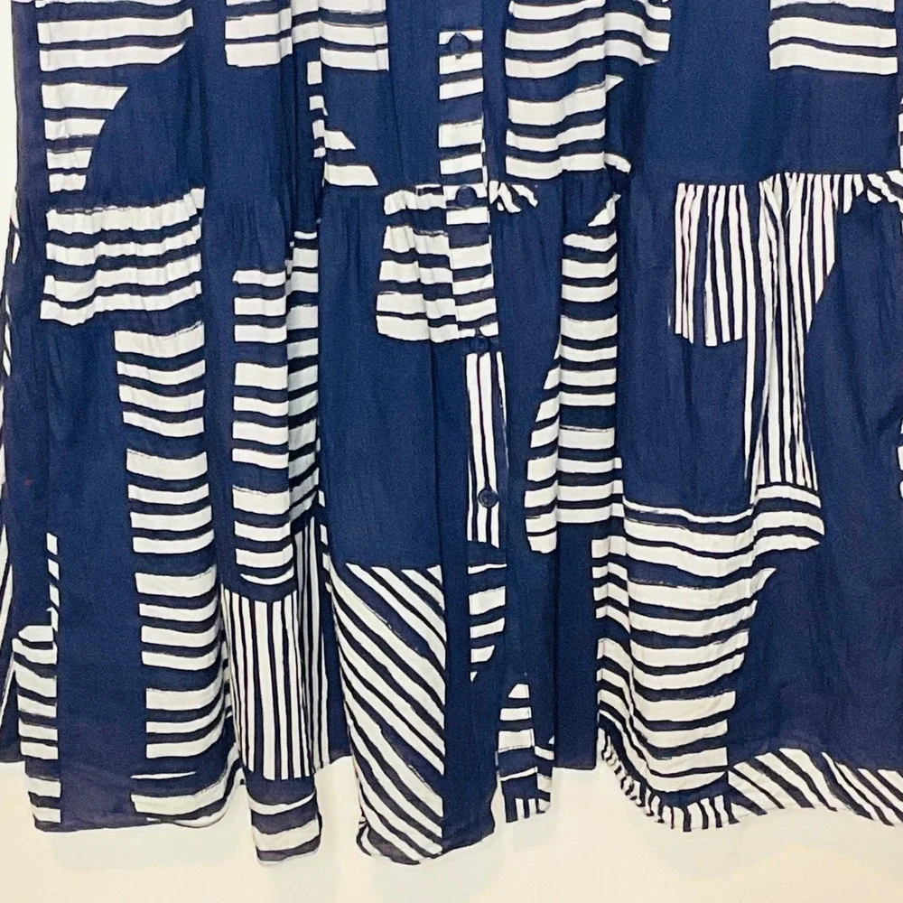 Zara Women's cotton Shirt Dress abstract geo print resort vacation lightweight L
